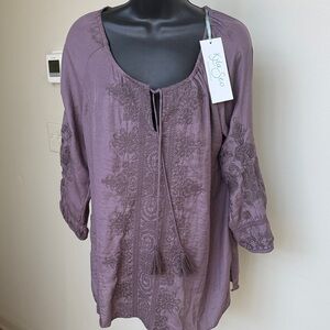 Kyla Seo Eggplant Embroidered Blouse